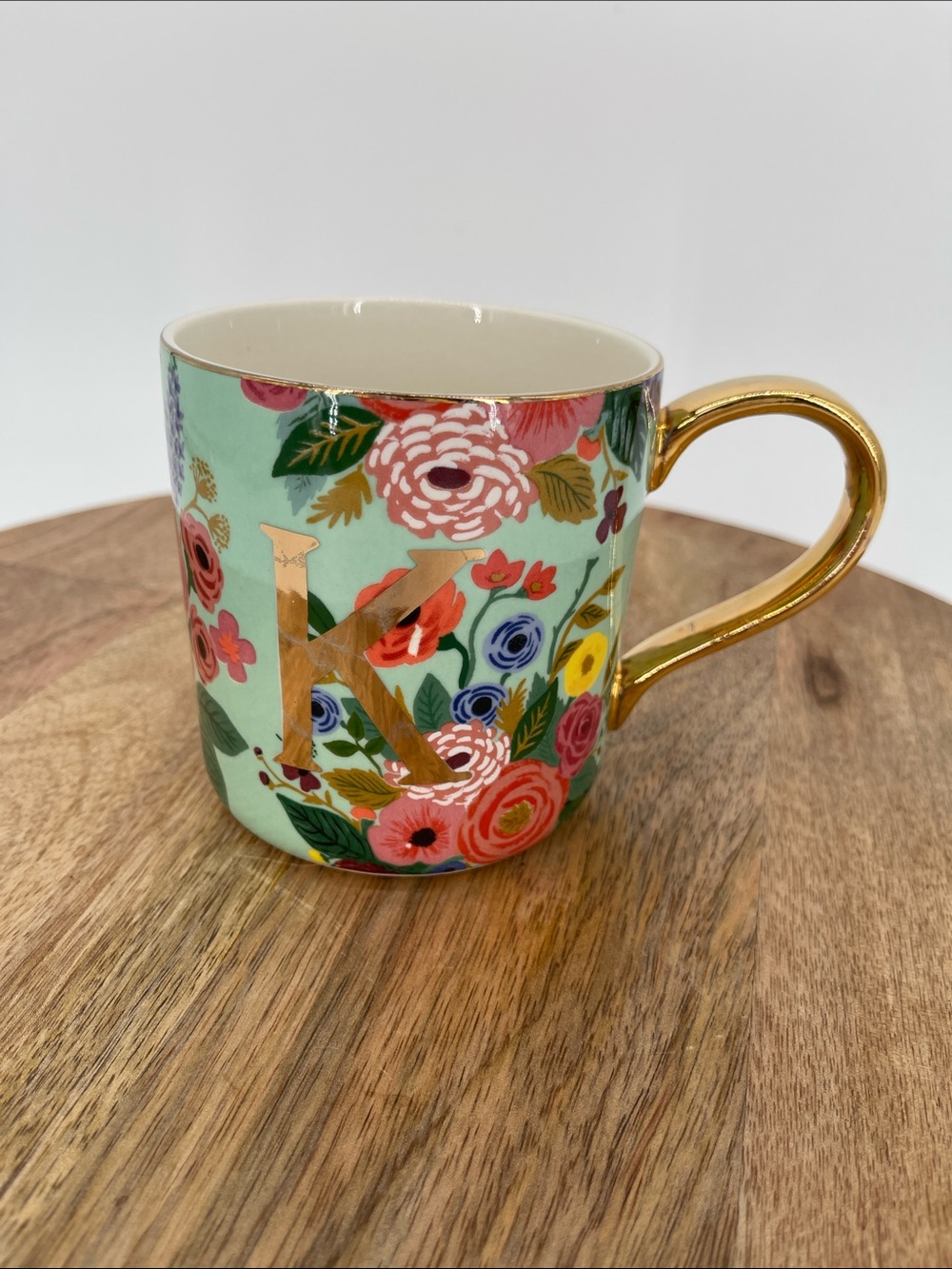 Rifle Paper Co. Anthropologie Garden Party Monogram “K” Mug